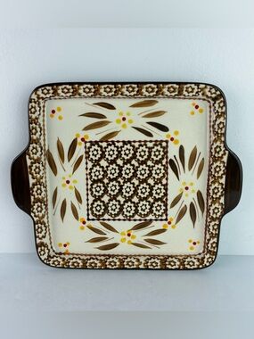 Temptations by Tara Old World Brown Square Ceramic Plate